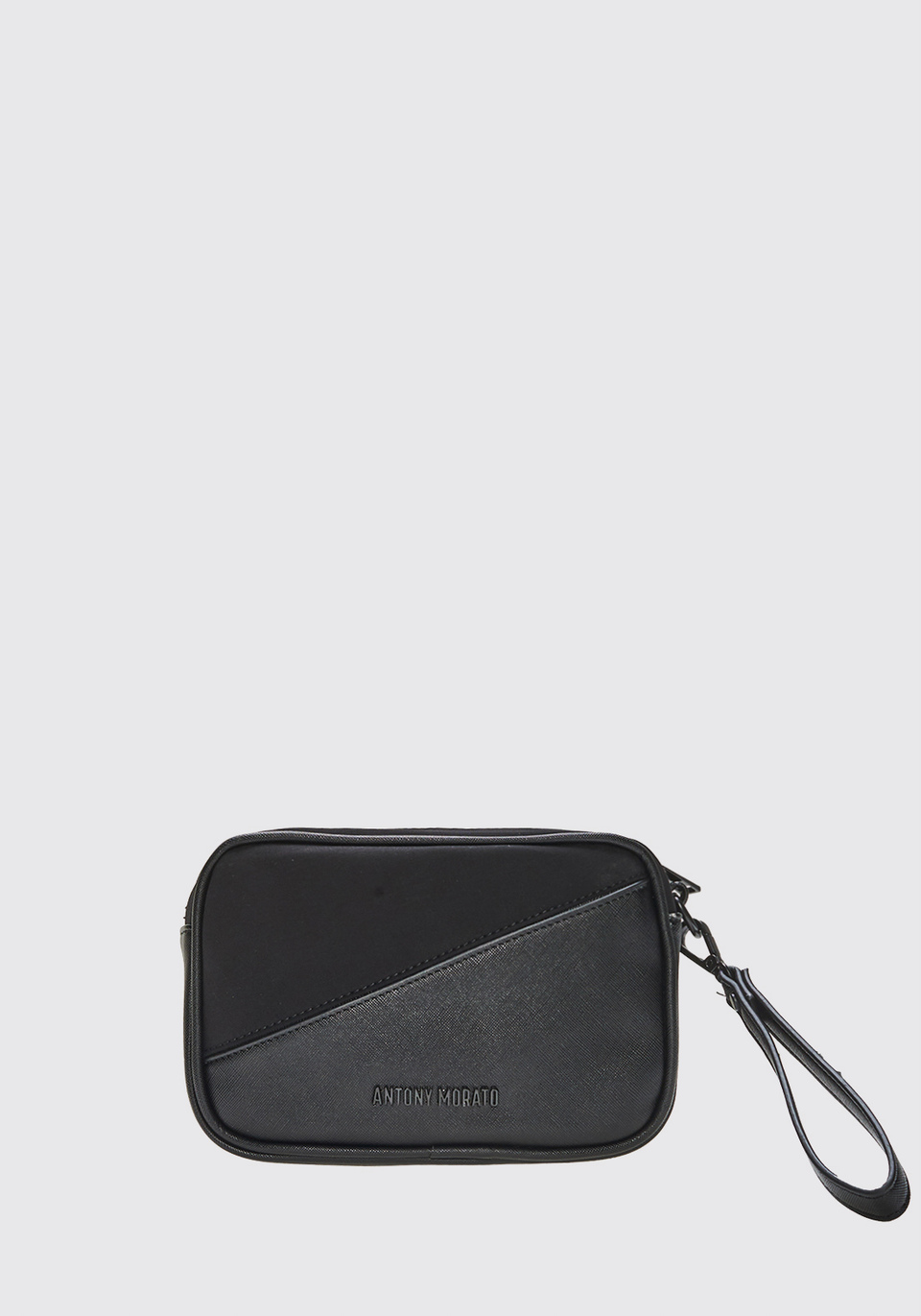 POPLIN POUCH WITH CONTRASTING FAUX LEATHER DETAILS - Antony Morato Online Shop