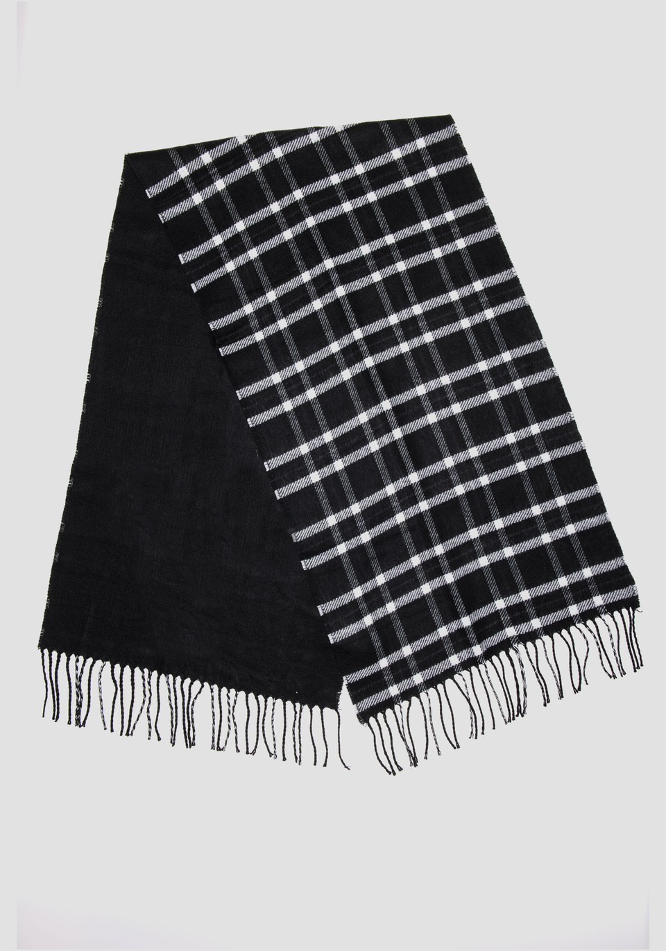 CHECK AND SOLID-COLOUR REVERSIBLE SCARF - Antony Morato Online Shop