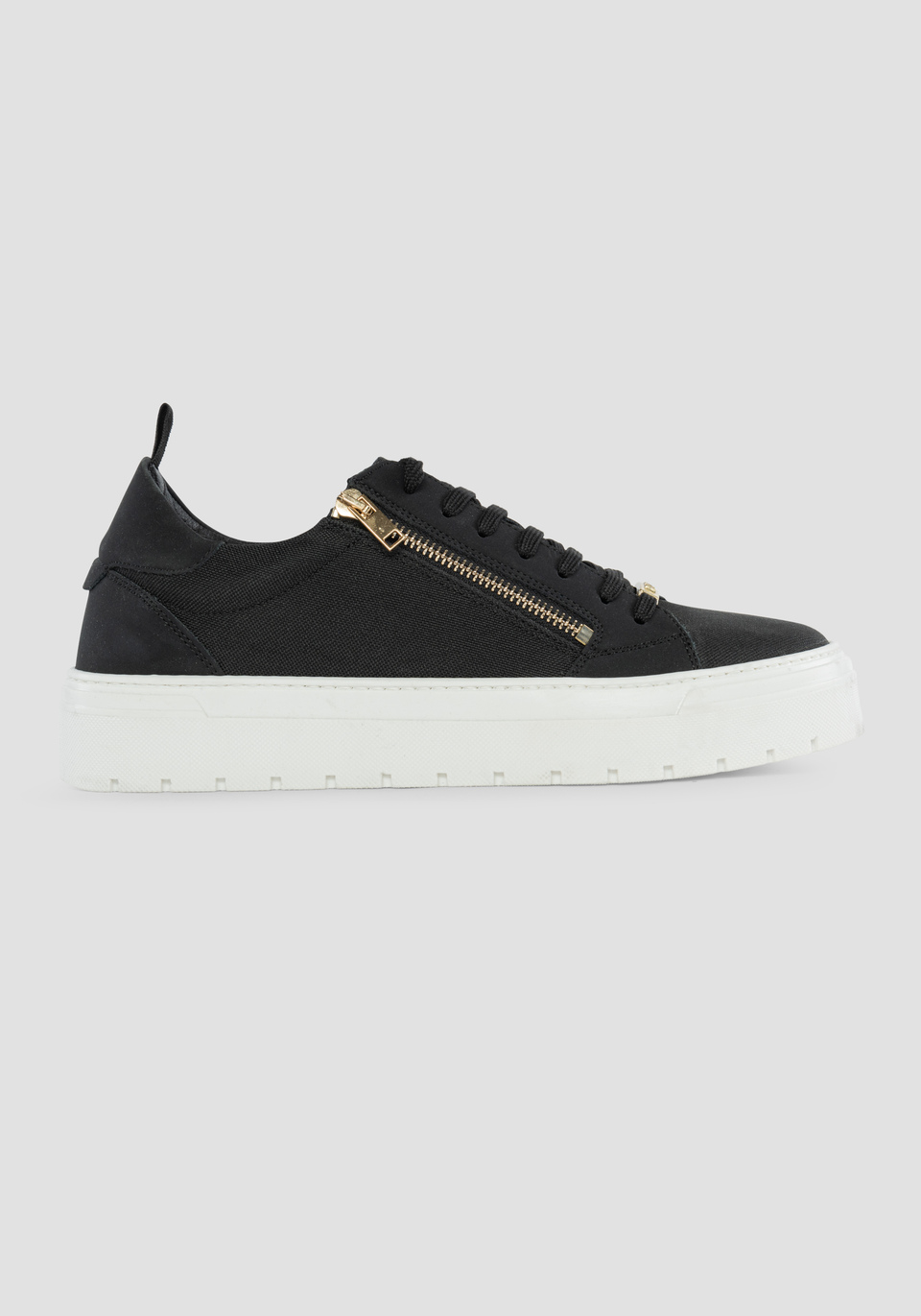 "GOLD ZIPPER" LOW-TOP SNEAKERS IN FABRIC AND RECYCLED NUBUCK - Antony Morato Online Shop