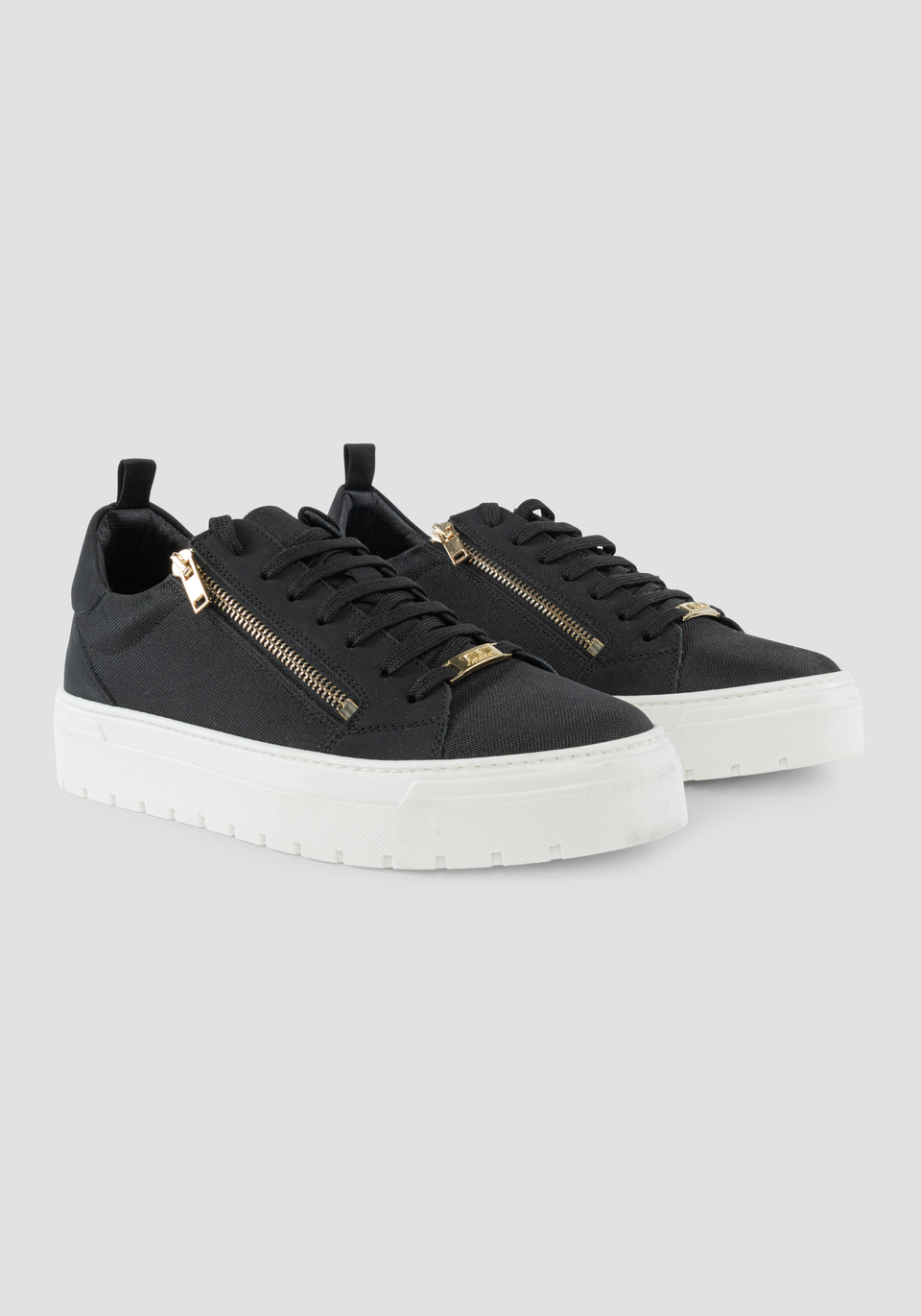"GOLD ZIPPER" LOW-TOP SNEAKERS IN FABRIC AND RECYCLED NUBUCK - Antony Morato Online Shop