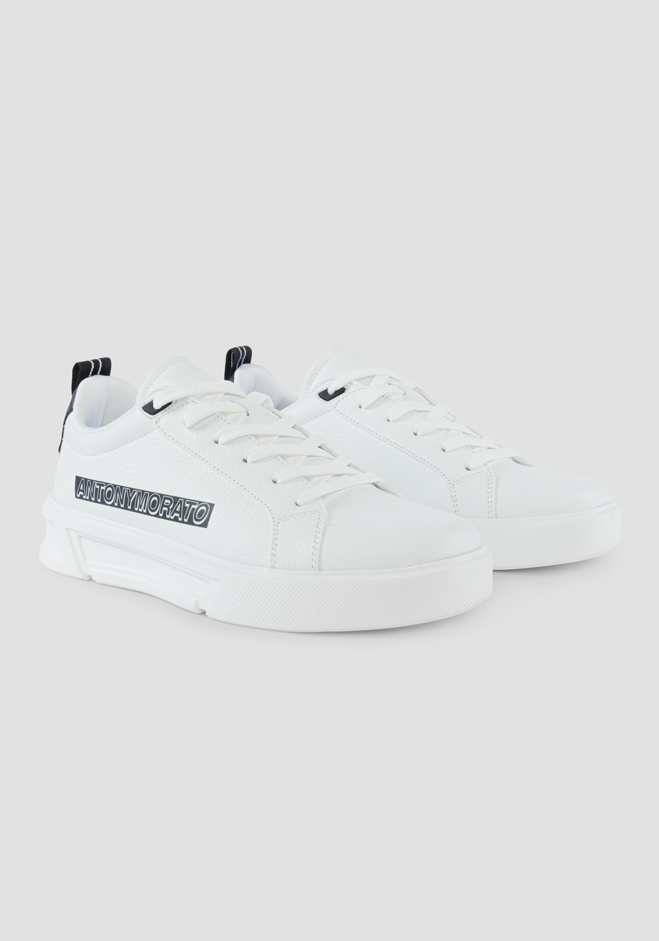 "STAGE" LOW-TOP SNEAKERS IN TUMBLED FAUX LEATHER WITH CONTRASTING LOGO AND ERGONOMIC SOLE - Antony Morato Online Shop