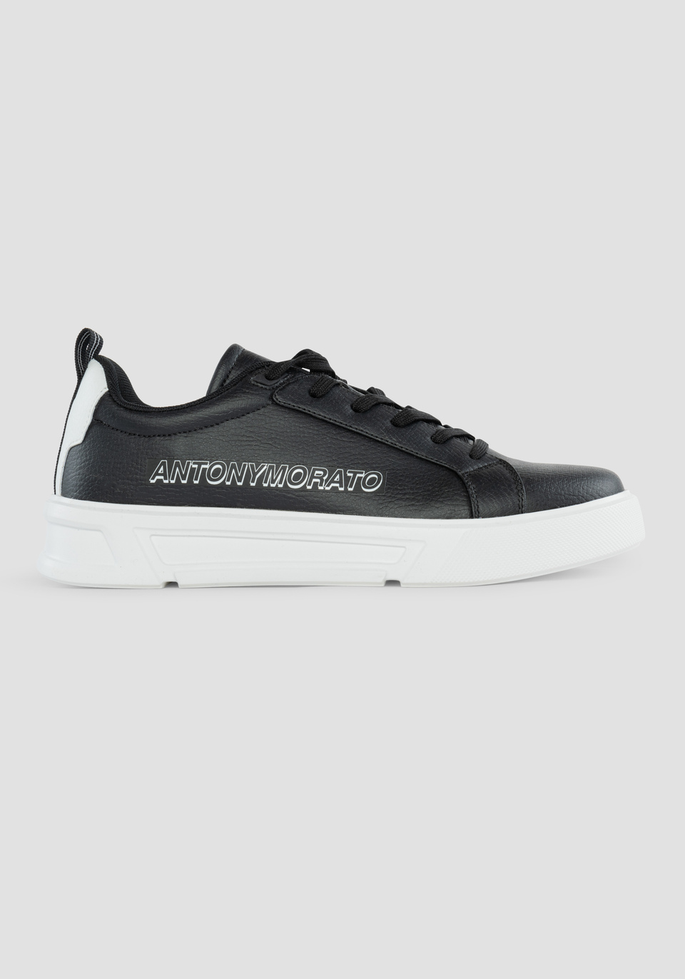 "STAGE" LOW-TOP SNEAKERS IN TUMBLED FAUX LEATHER WITH CONTRASTING LOGO AND ERGONOMIC SOLE - Antony Morato Online Shop