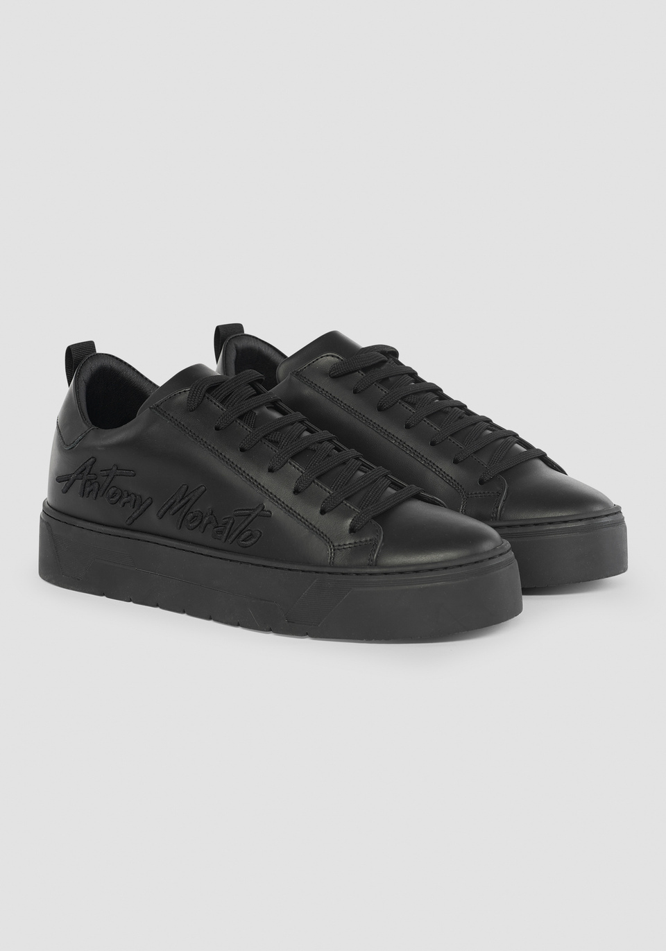 "FLARE" LOW-TOP SNEAKERS IN 100% LEATHER WITH SIDE LOGO - Antony Morato Online Shop
