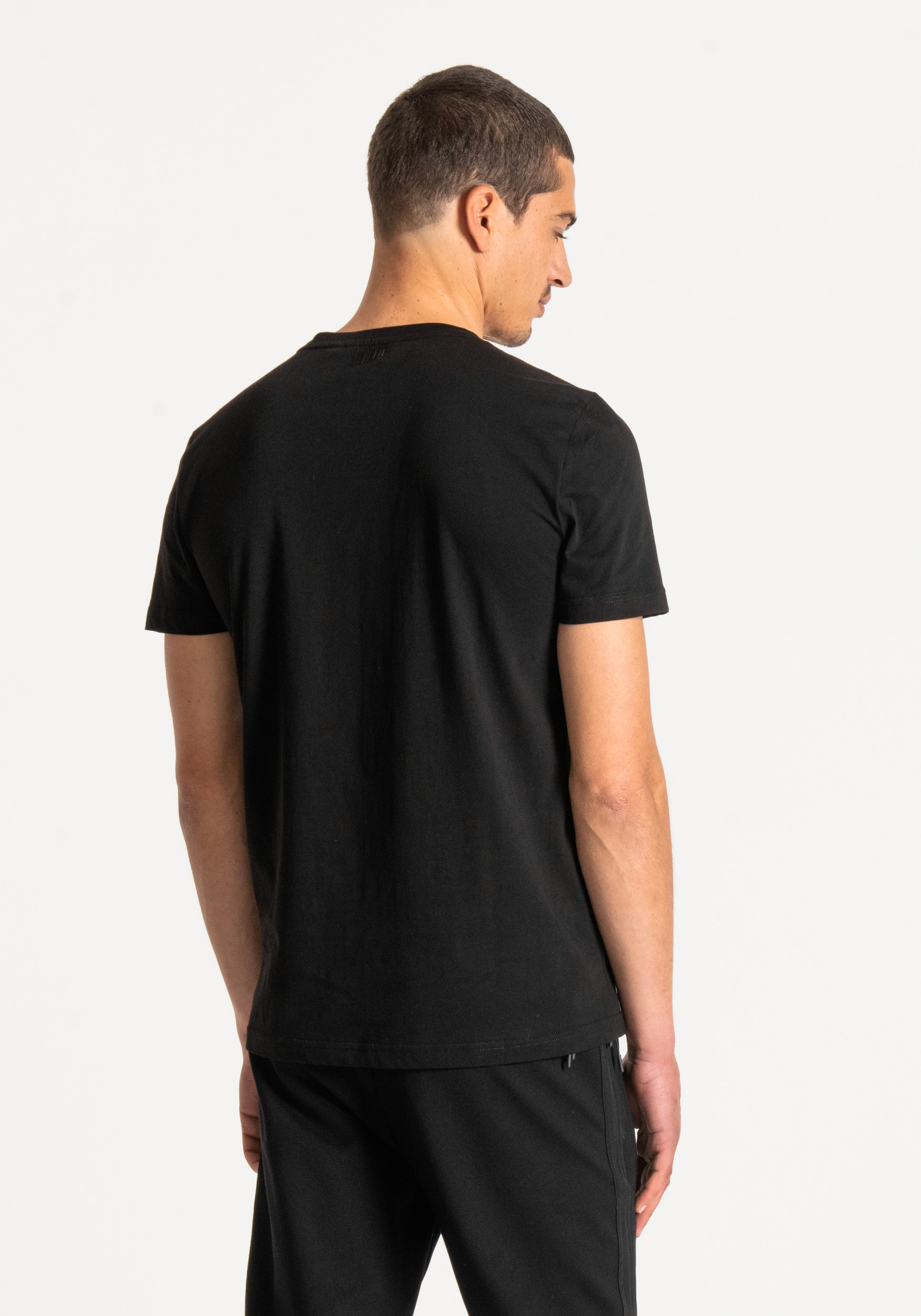 100% COTTON T-SHIRT WITH EMBOSSED MAXI LOGO PRINT - Antony Morato Online Shop