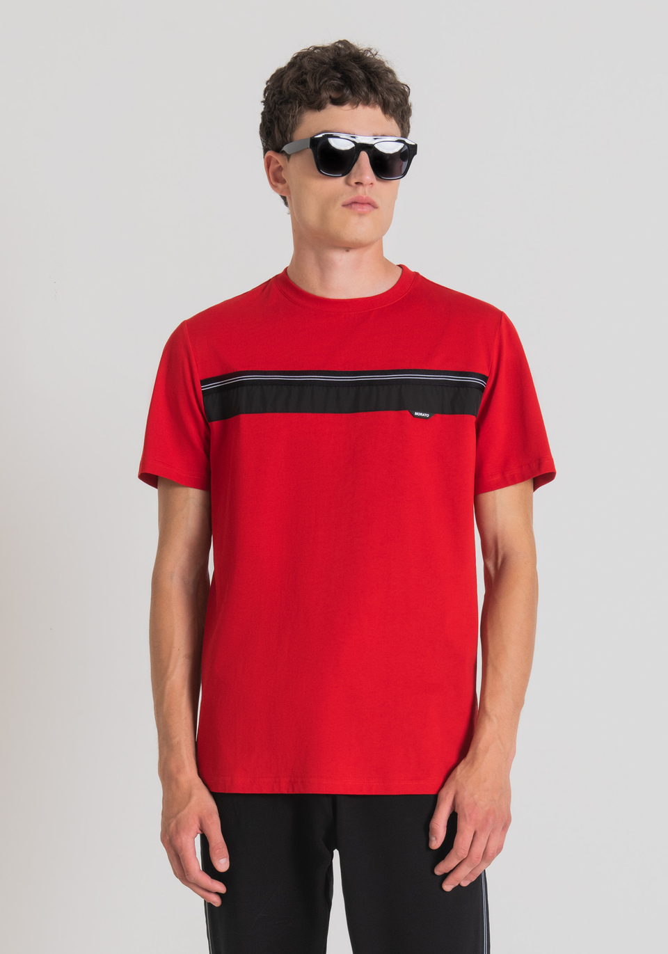 REGULAR FIT T-SHIRT IN SOFT COTTON WITH CONTRASTING BAND - Antony Morato Online Shop