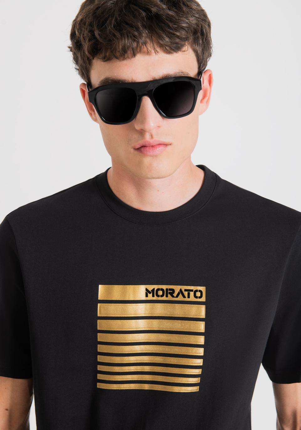 REGULAR FIT T-SHIRT IN 100% COTTON WITH FLOCK PRINT - Antony Morato Online Shop