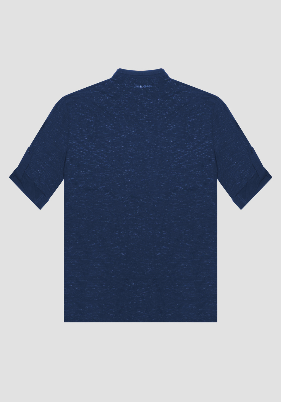 REGULAR-FIT SLUB COTTON T-SHIRT WITH GRANDAD COLLAR - Antony Morato Online Shop