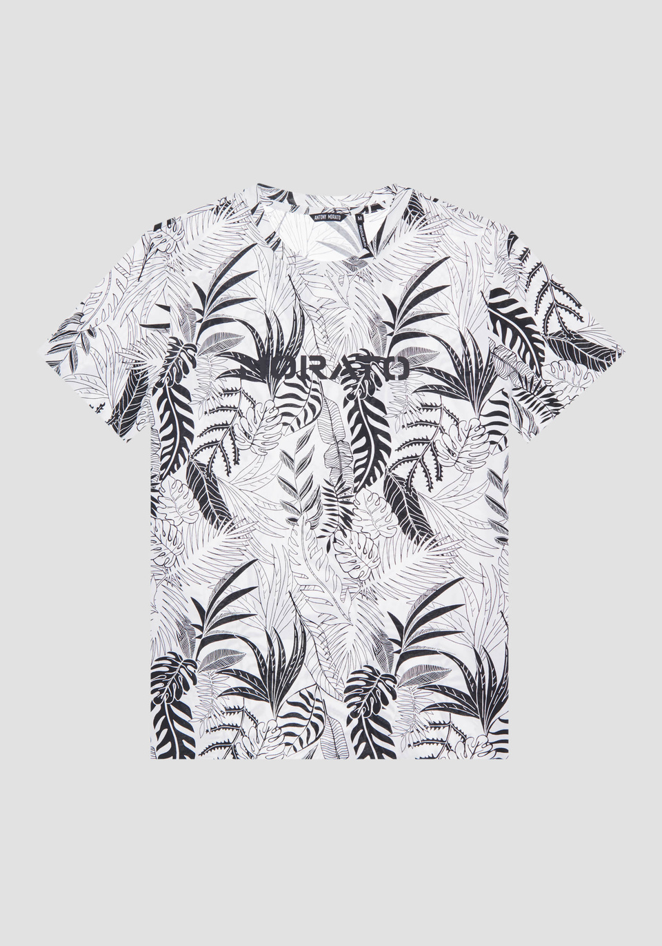 REGULAR-FIT T-SHIRT IN PURE COTTON WITH LOGO AND ALL-OVER JUNGLE PRINT - Antony Morato Online Shop