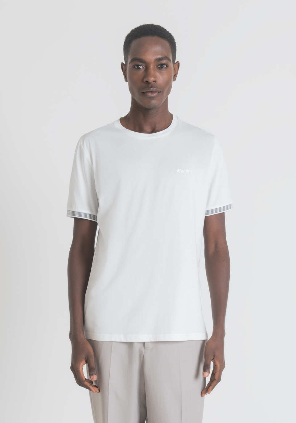 REGULAR-FIT T-SHIRT IN PURE COTTON WITH "MORATO" PRINT - Antony Morato Online Shop