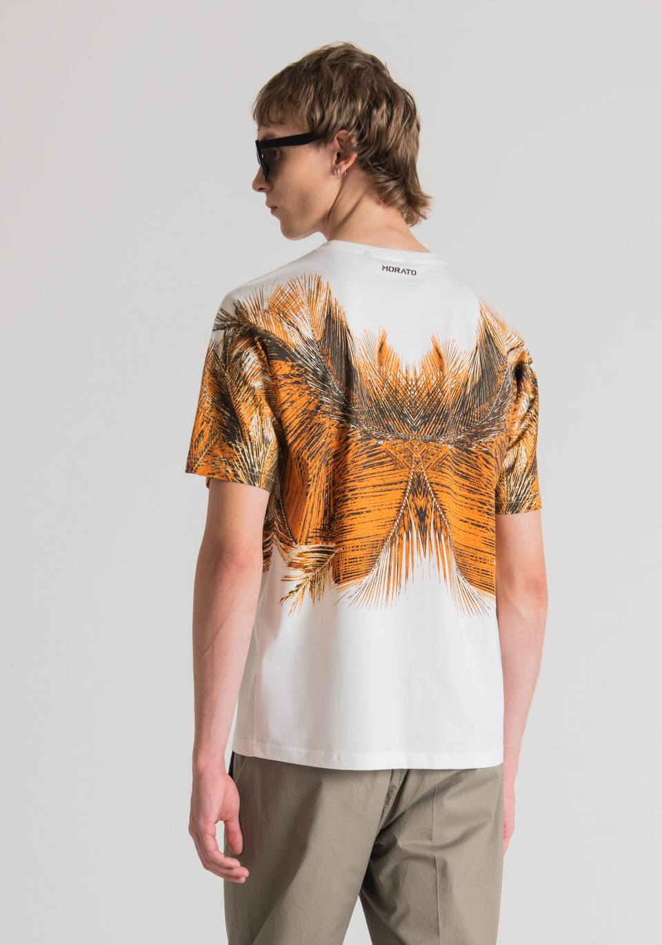 REGULAR-FIT T-SHIRT IN PURE COTTON WITH PALM PRINT - Antony Morato Online Shop