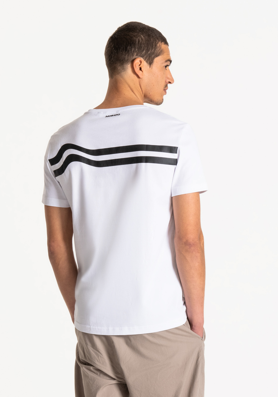CAMISETA SLIM FIT DE SUAVE ALGODÓN CON ESTAMPADO FRONTAL Y POSTERIOR - Antony Morato Online Shop
