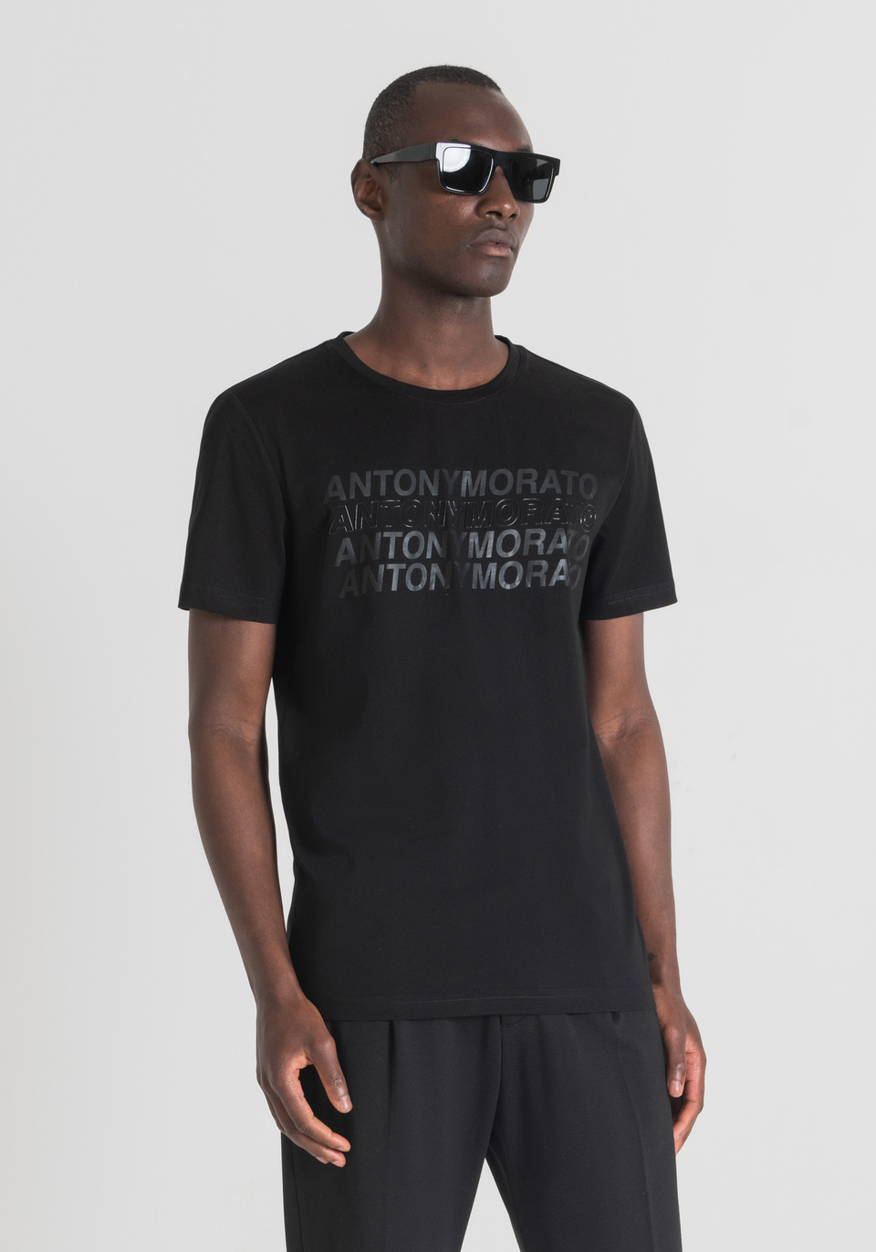 T-SHIRT SLIM FIT EN COTON DOUX AVEC IMPRIMÉ - Antony Morato Online Shop