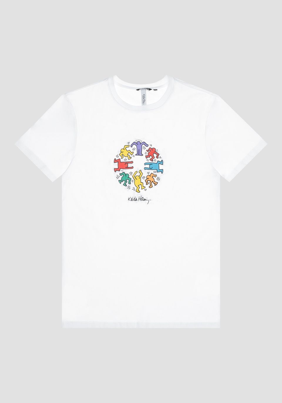 T-SHIRT SLIM FIT AUS REINER BAUMWOLLE MIT GUMMIERTEM KEITH HARING-PRINT - Antony Morato Online Shop