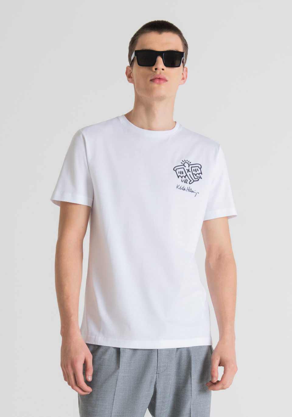SLIM FIT T-SHIRT IN PURE COTTON WITH KEITH HARING PRINT - Antony Morato Online Shop