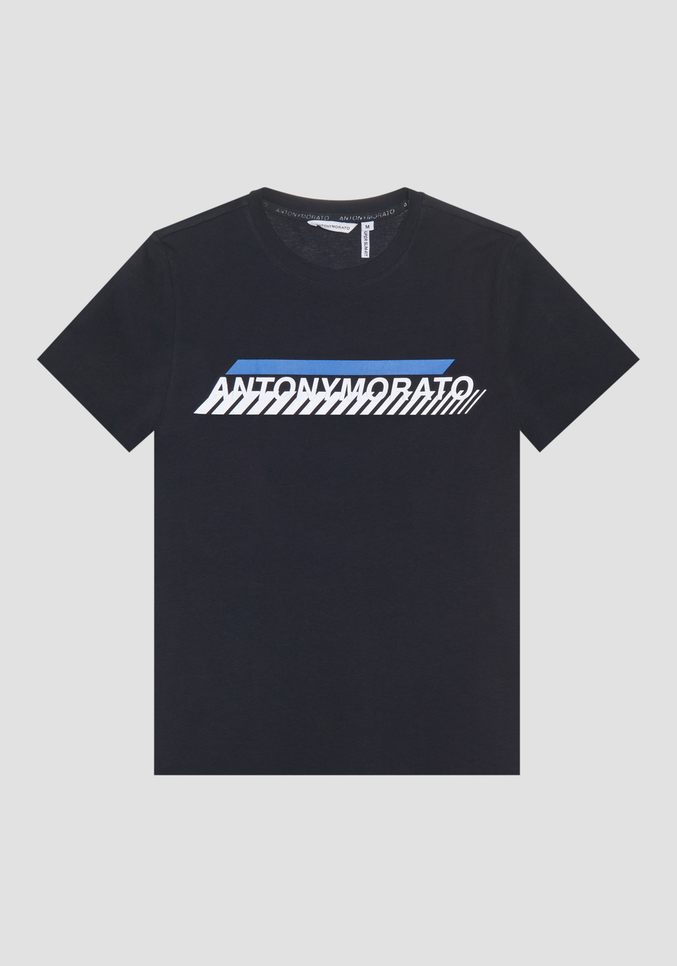 SUPER SLIM FIT T-SHIRT IN STRETCH COTTON WITH EMBOSSED MORATO PRINT - Antony Morato Online Shop