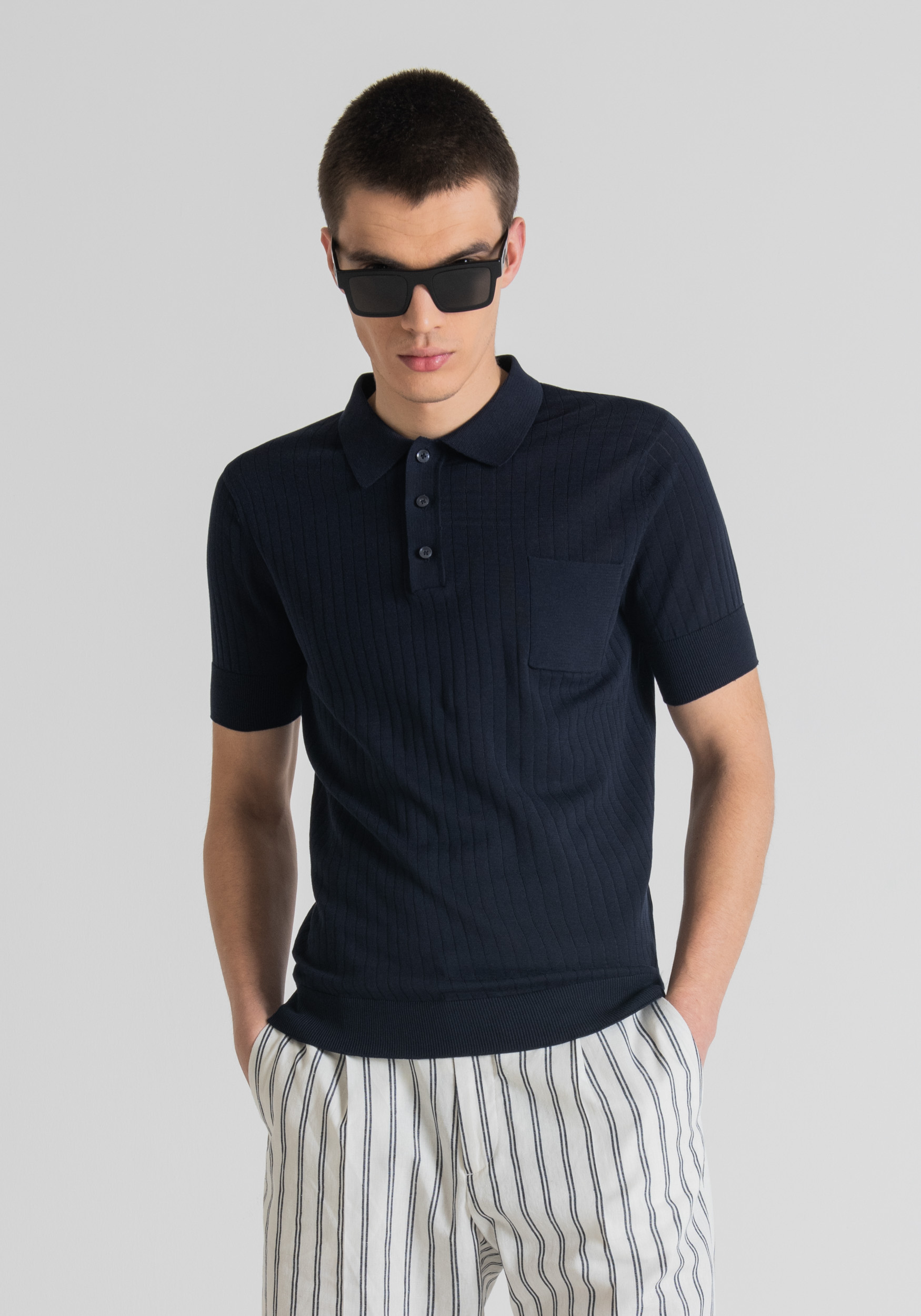 KNITTED POLO SHIRT IN 100% COTTON WITH