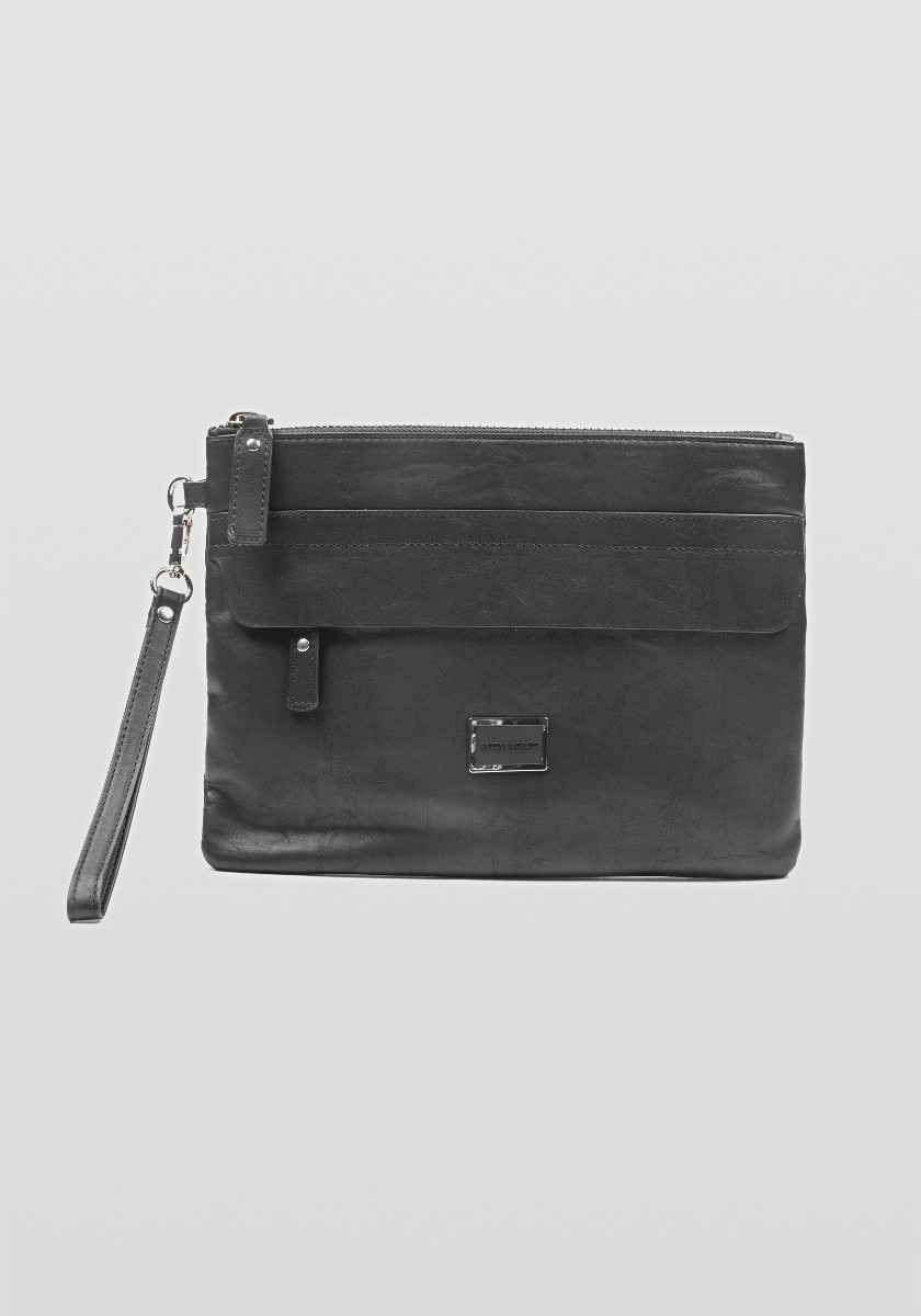 FAUX-LEATHER POUCH WITH POCKETS AND ZIPS | Antony Morato