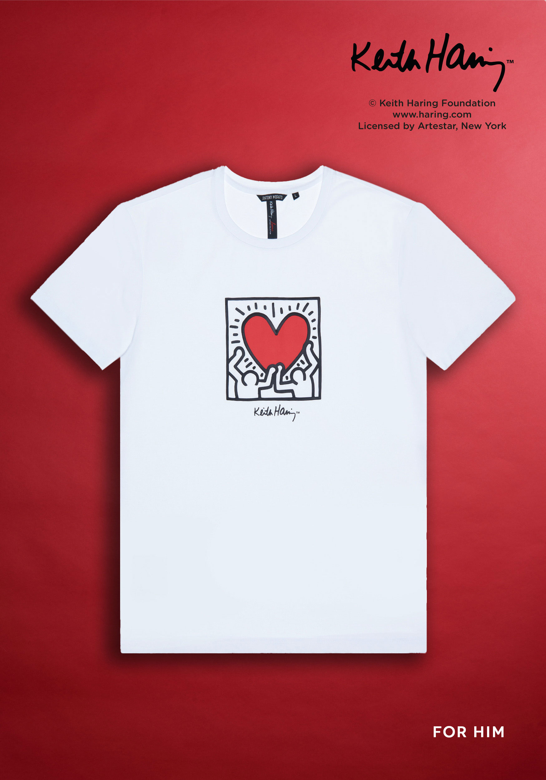 PURE COTTON T-SHIRT WITH KEITH HARING 