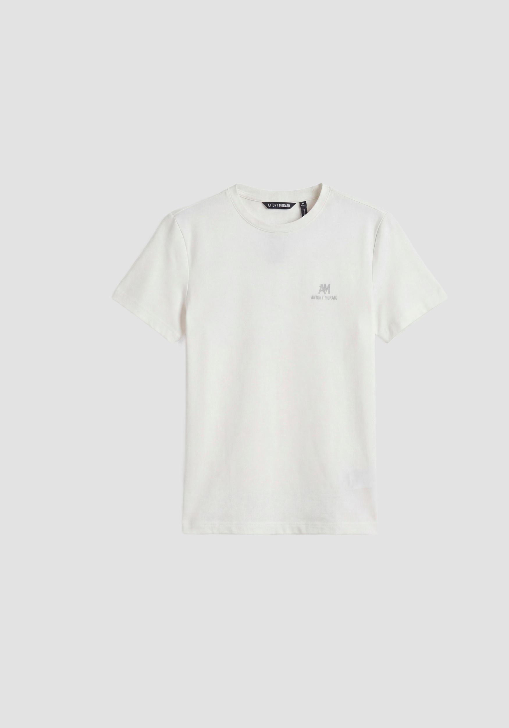 Cream super-slim-fit t-shirt in cotton jersey with striped