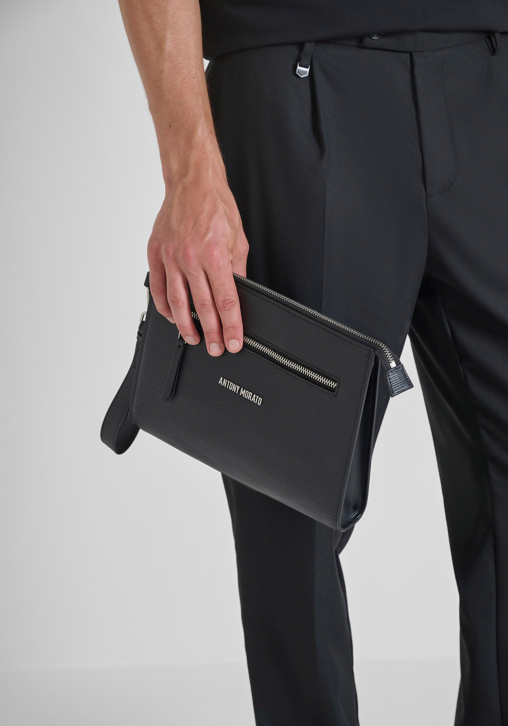 CLUCH IMITATION LEATHER BAG WITH HOOK | Antony Morato