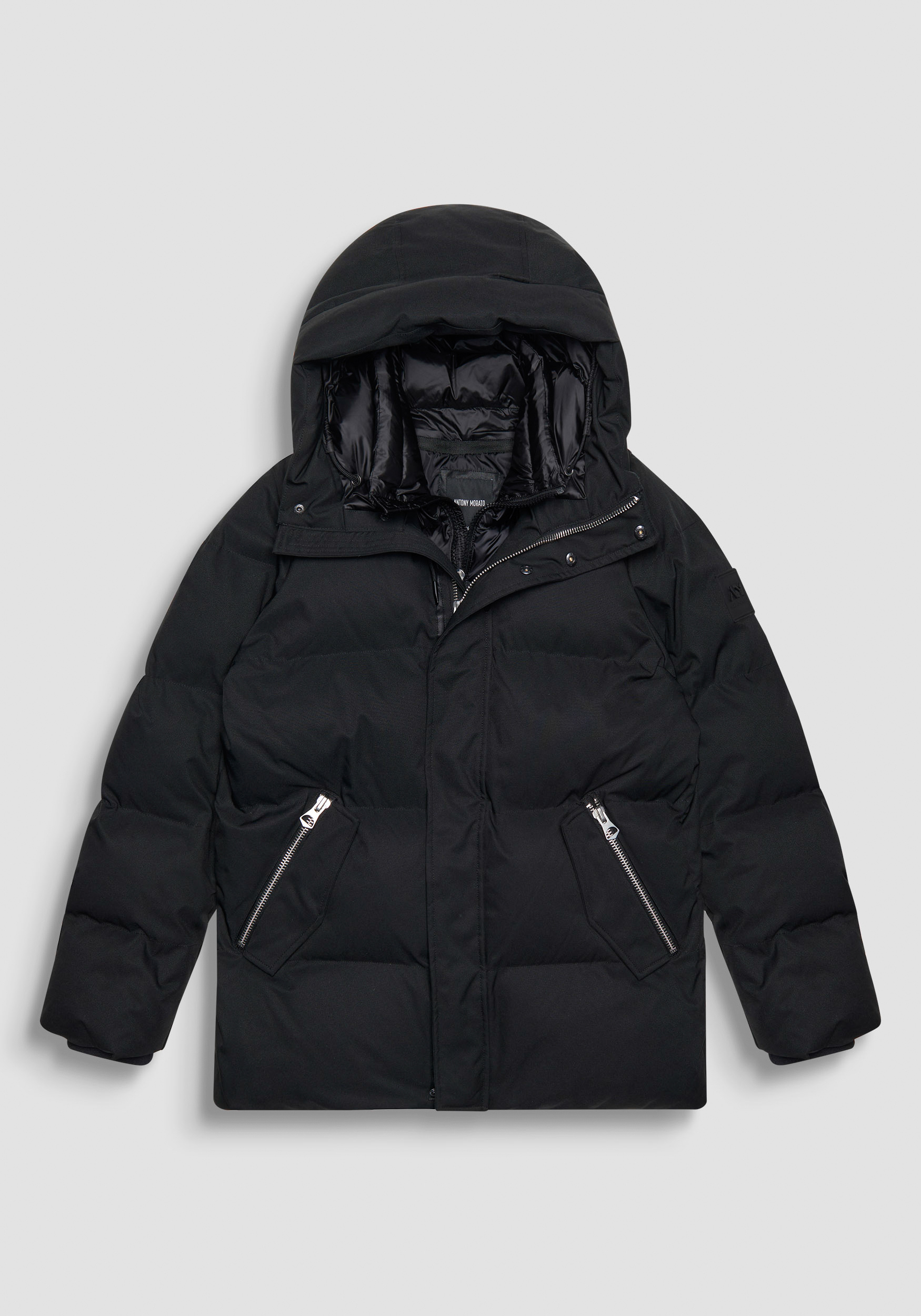 REGULAR FIT DOWN JACKET IN BLACK TECHNICAL FABRIC AND SYNTHETIC PADDING Antony Morato