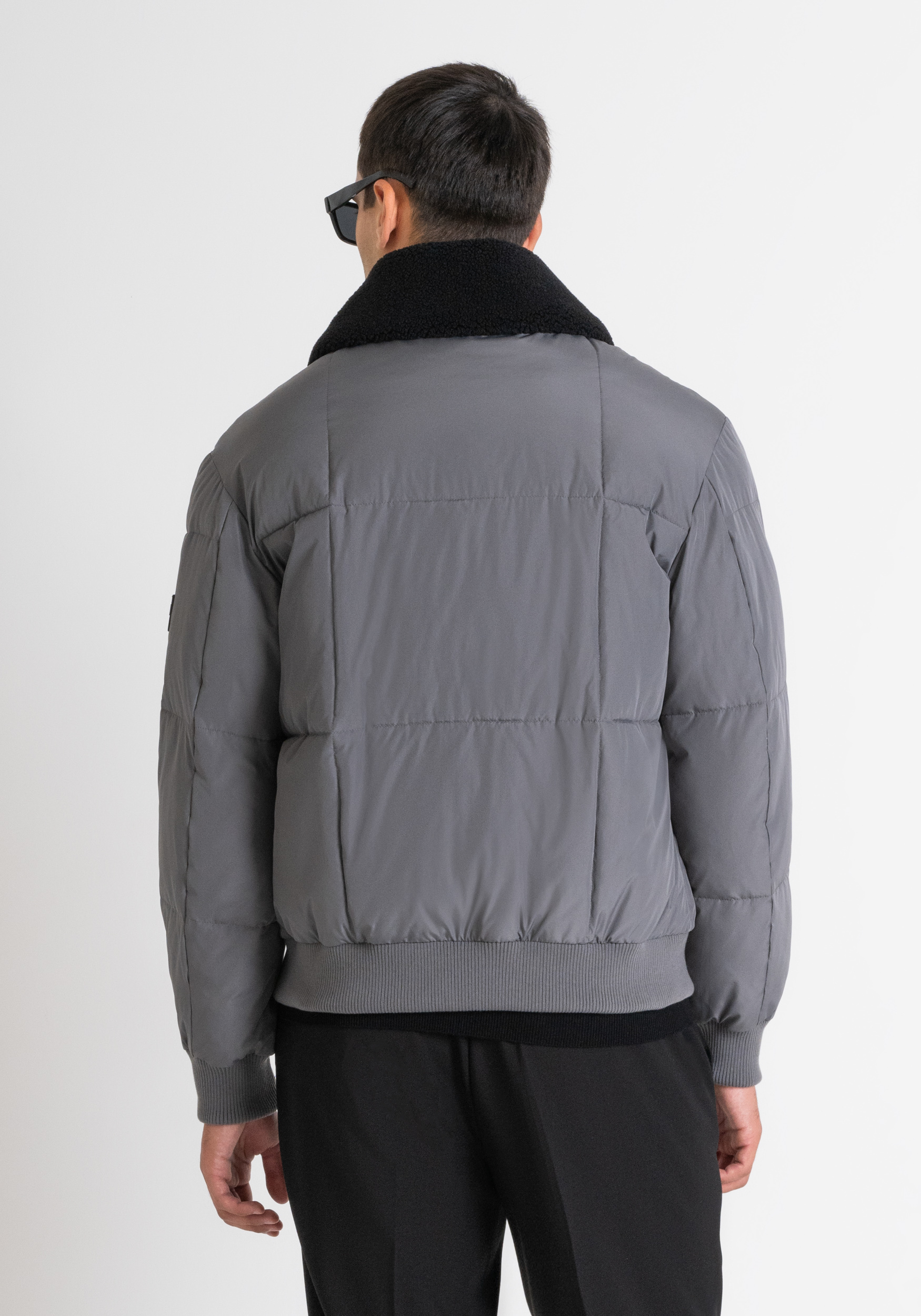 GREY REGULAR FIT DOWN JACKET WITH FAUX FUR AND DUPONT SORONA SYNTHETIC PADDING Antony Morato