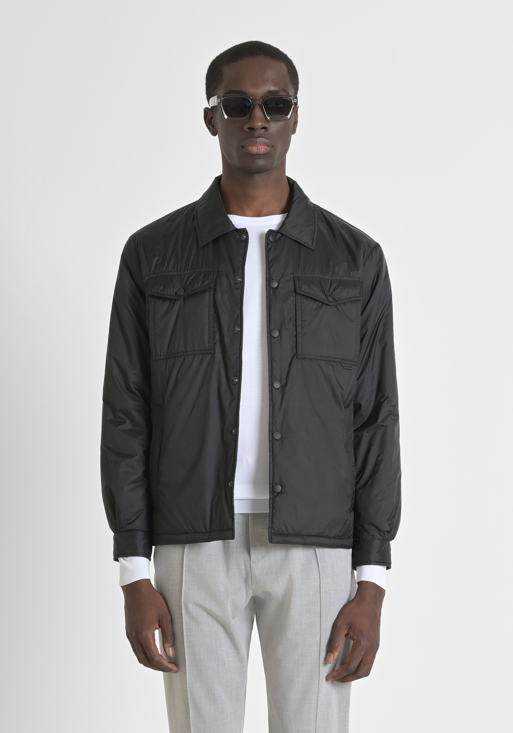 REGULAR FIT SHIOZE NYLON JACKET WITH RUBBERISED LOGO PLAQUE