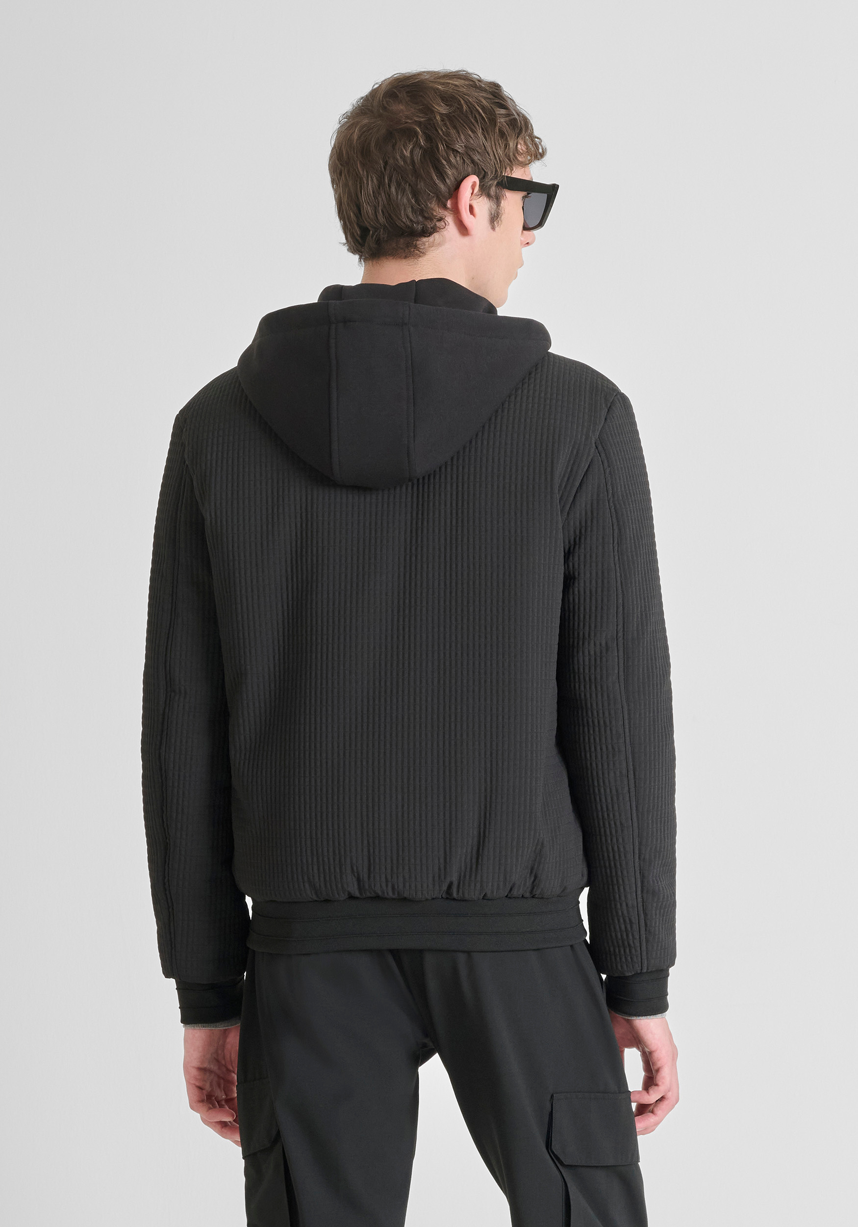 REGULAR FIT BOMBER IN DOBBY TECHNICAL FABRIC WITH DUPONT SORONA