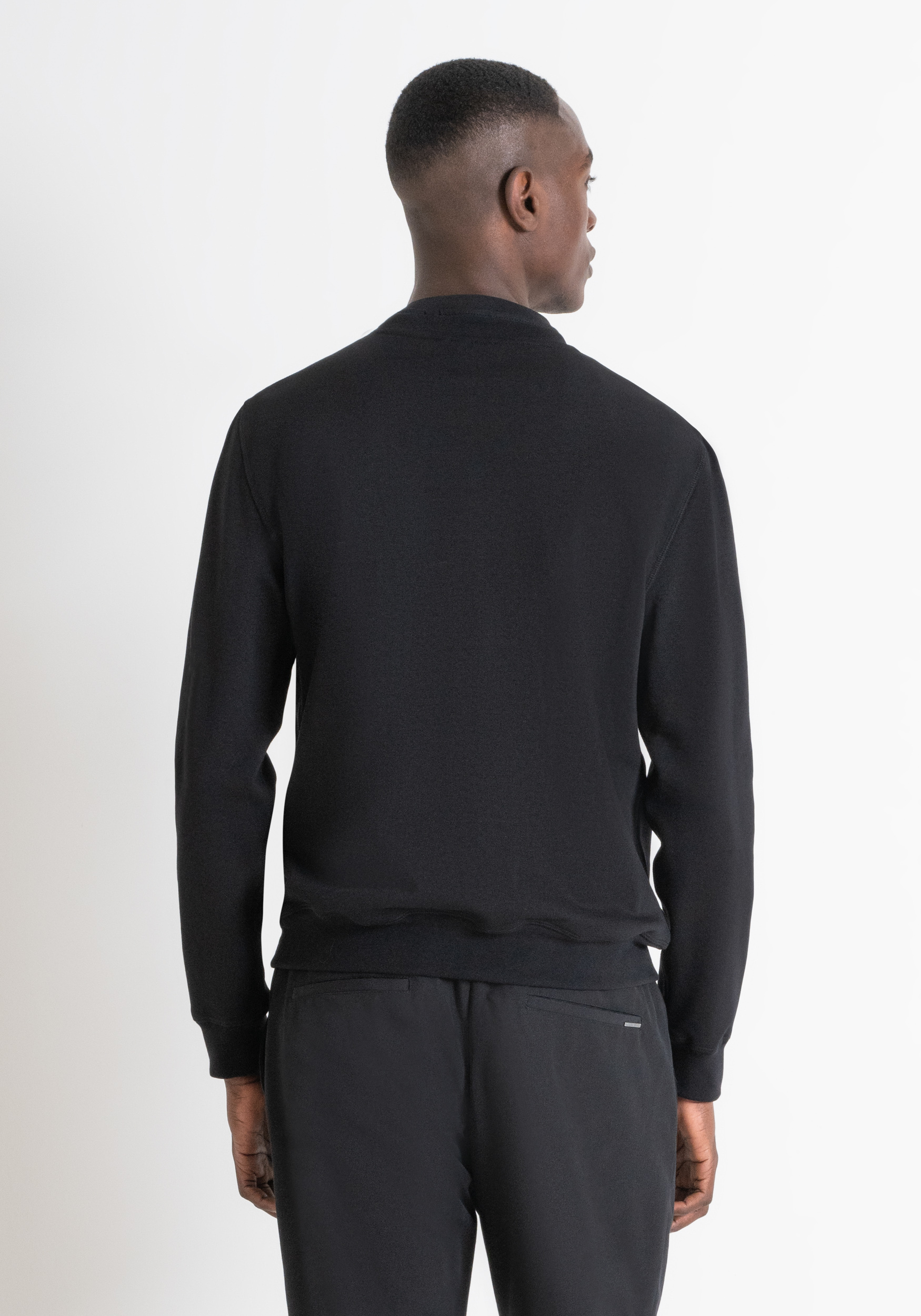 REGULAR FIT SWEATSHIRT IN BLACK SUSTAINABLE COTTON BLEND FABRIC WITH LOGO Antony Morato