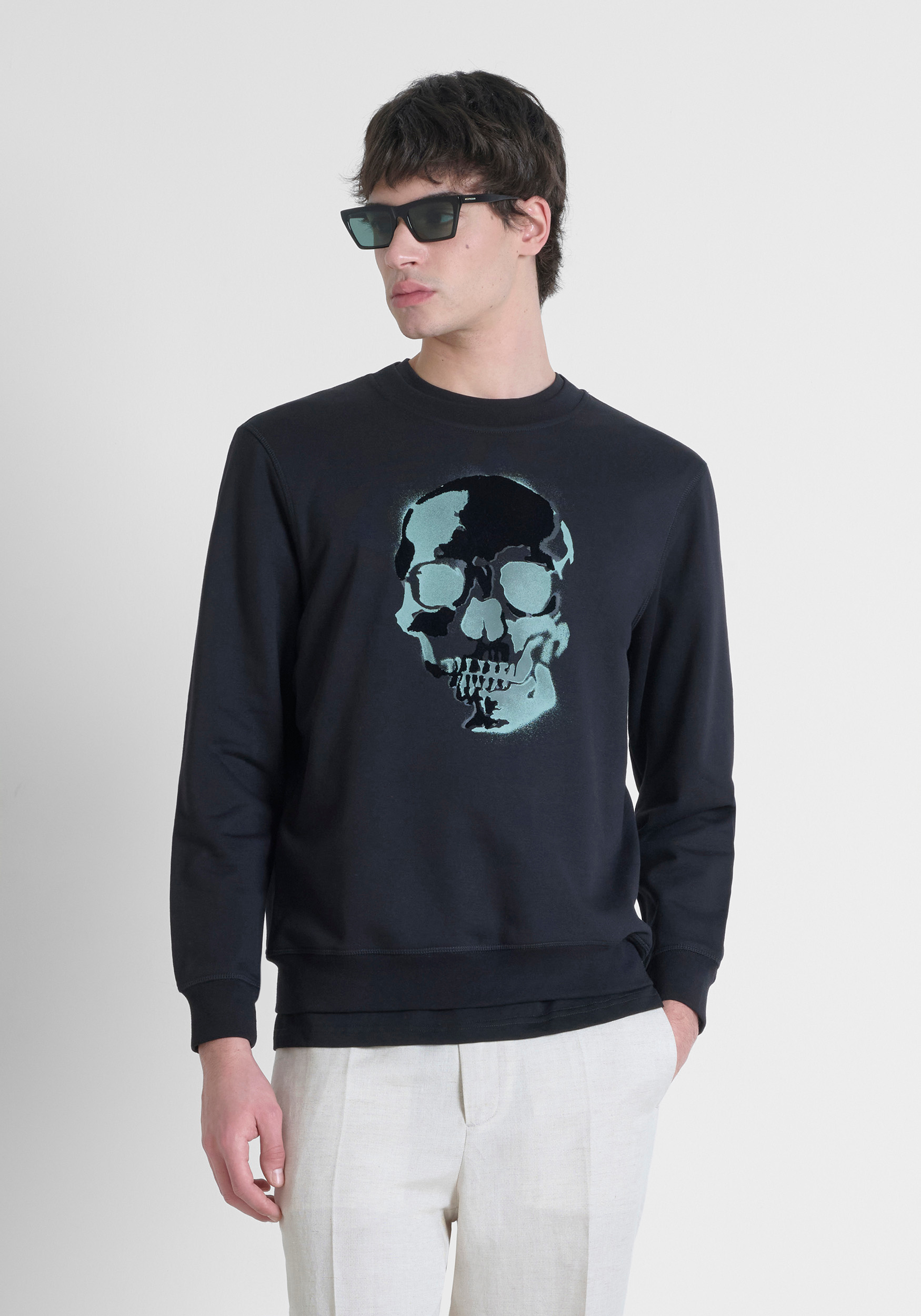 REGULAR FIT CREW NECK SWEATSHIRT WITH SKULL PRINT | Antony REGULAR FIT CREW NECK SWEATSHIRT WITH SKULL PRINT | Antony
