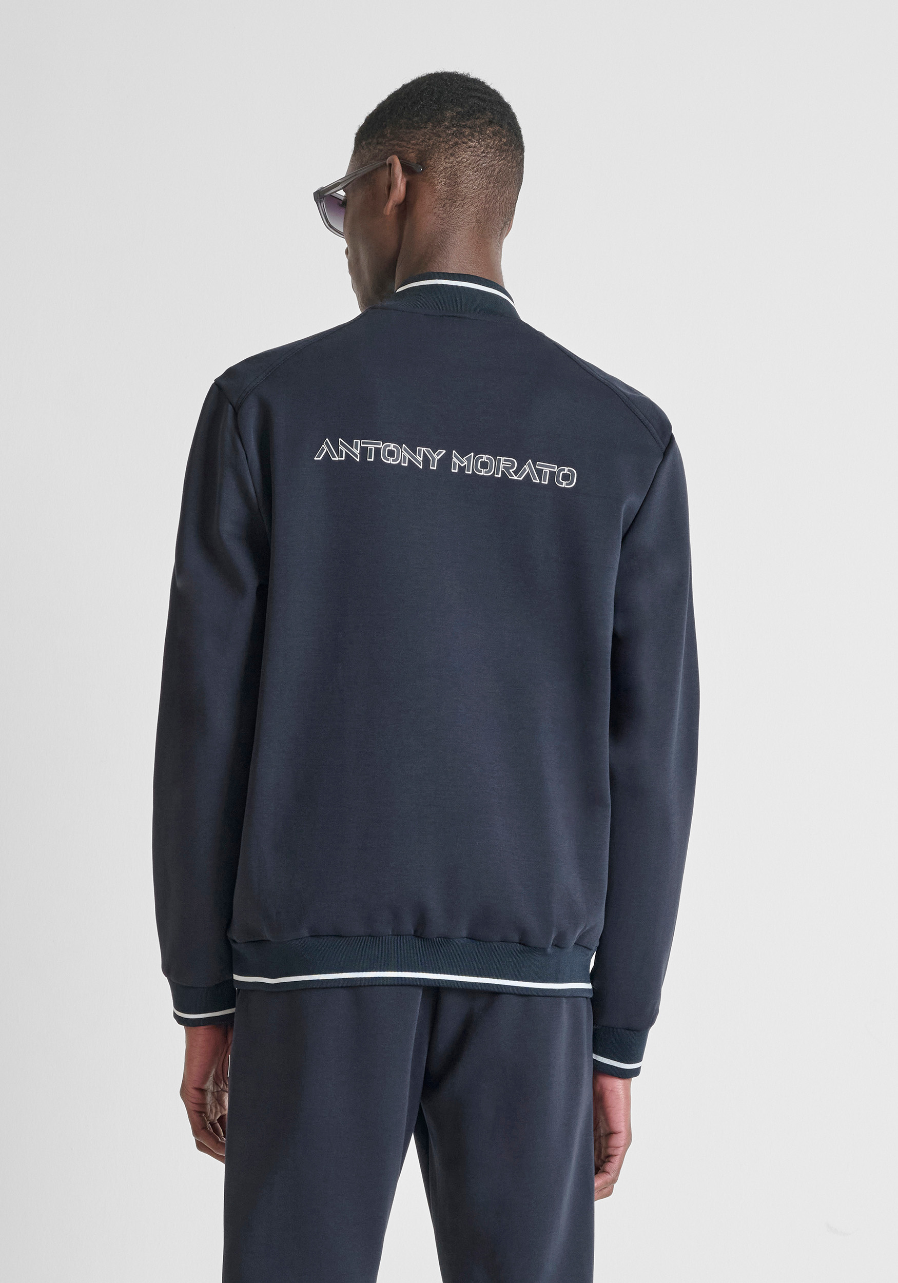 REGULAR-FIT SWEATSHIRT IN INTERLOCK COTTON BLEND WITH ZIP | Antony