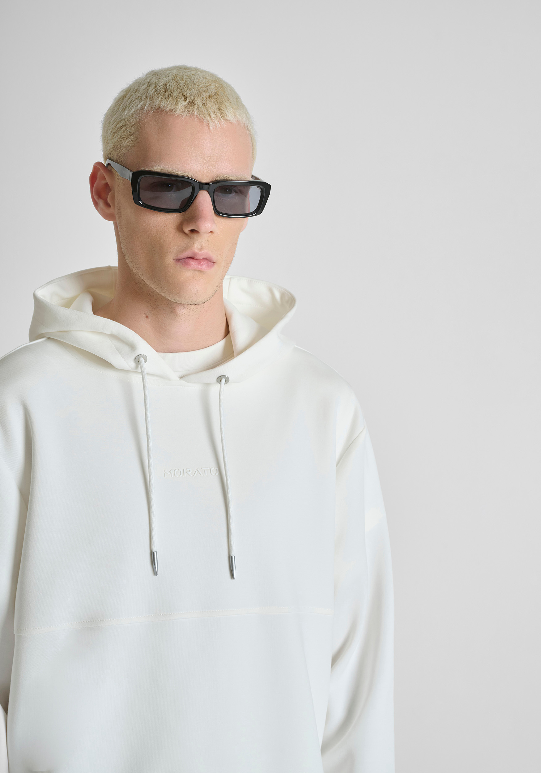 モード系 ジップアップスウェット カーディガン LENTRIAN レントリアン RELAXED FIT HOODIE IN INTERLOCK COTTON BLEND WITH PRINT | Antony