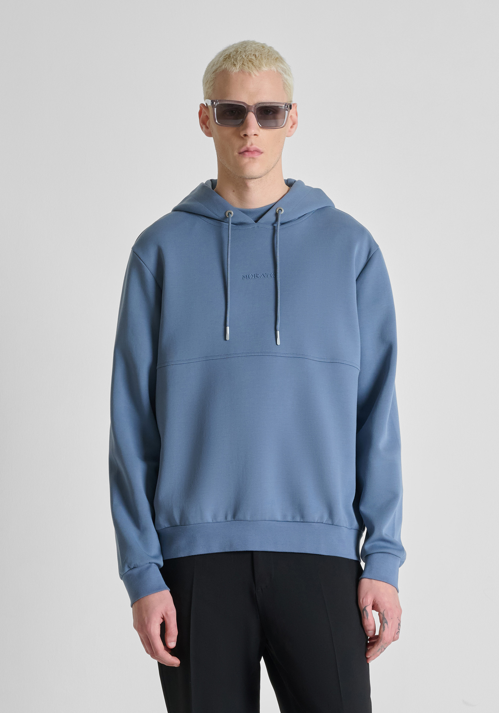 RELAXED FIT HOODIE IN INTERLOCK COTTON BLEND WITH PRINT | Antony
