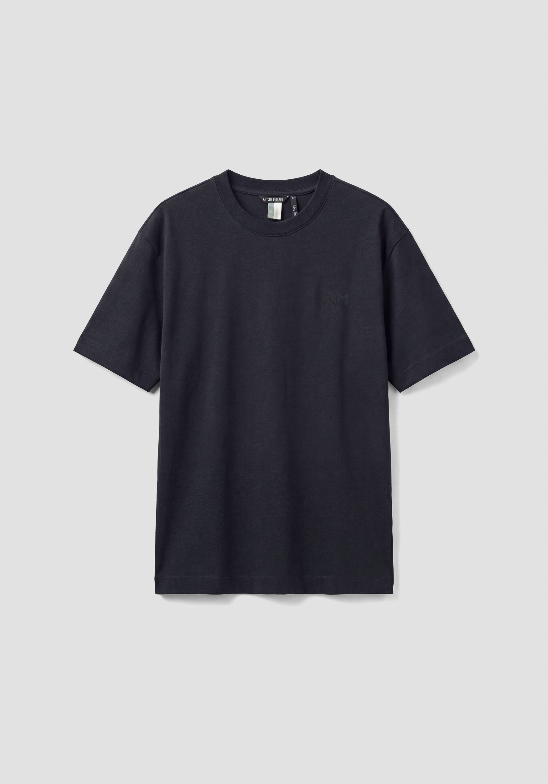 BOXY FIT COTTON JERSEY CREW NECK T-SHIRT WITH EMBROIDERED LOGO