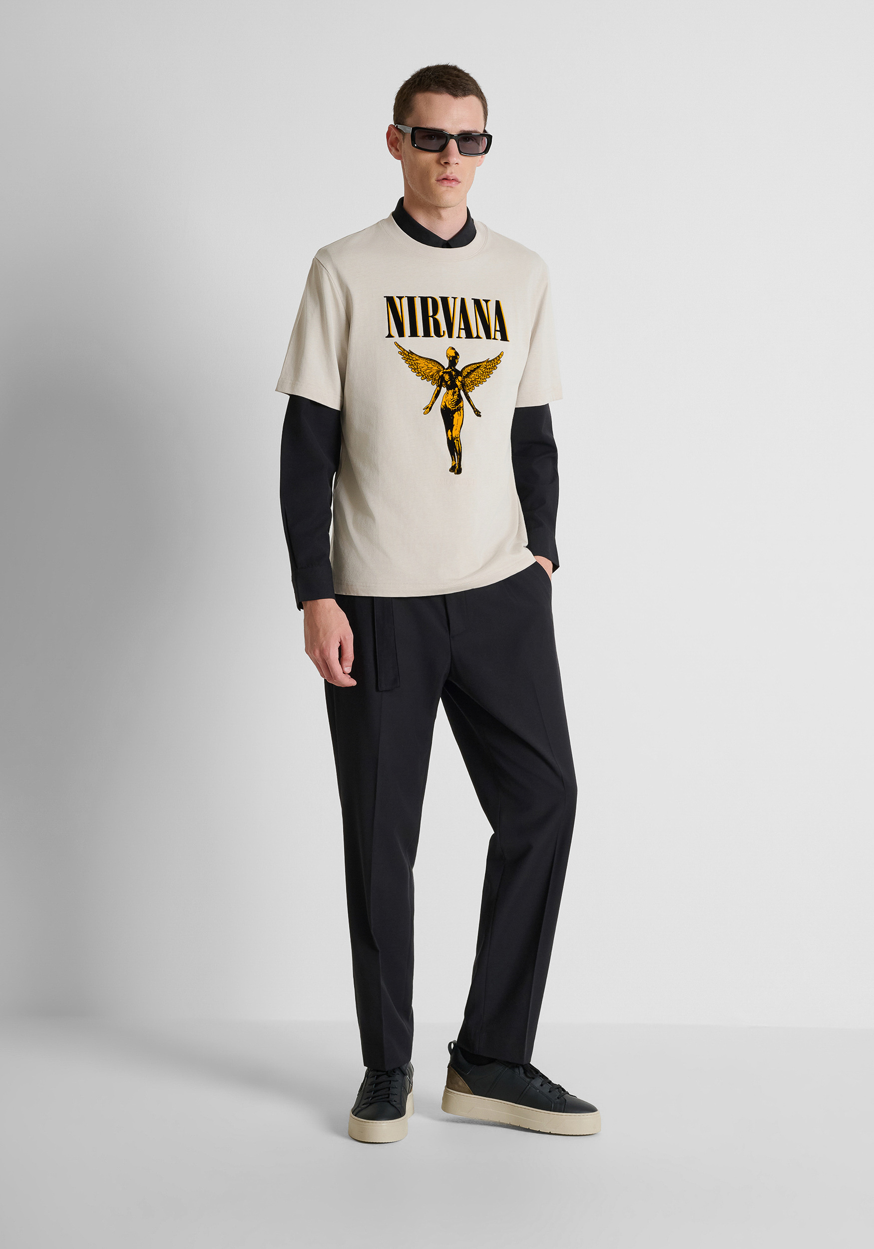 Chalk relaxed-fit t-shirt in cotton jersey with Nirvana licensed
