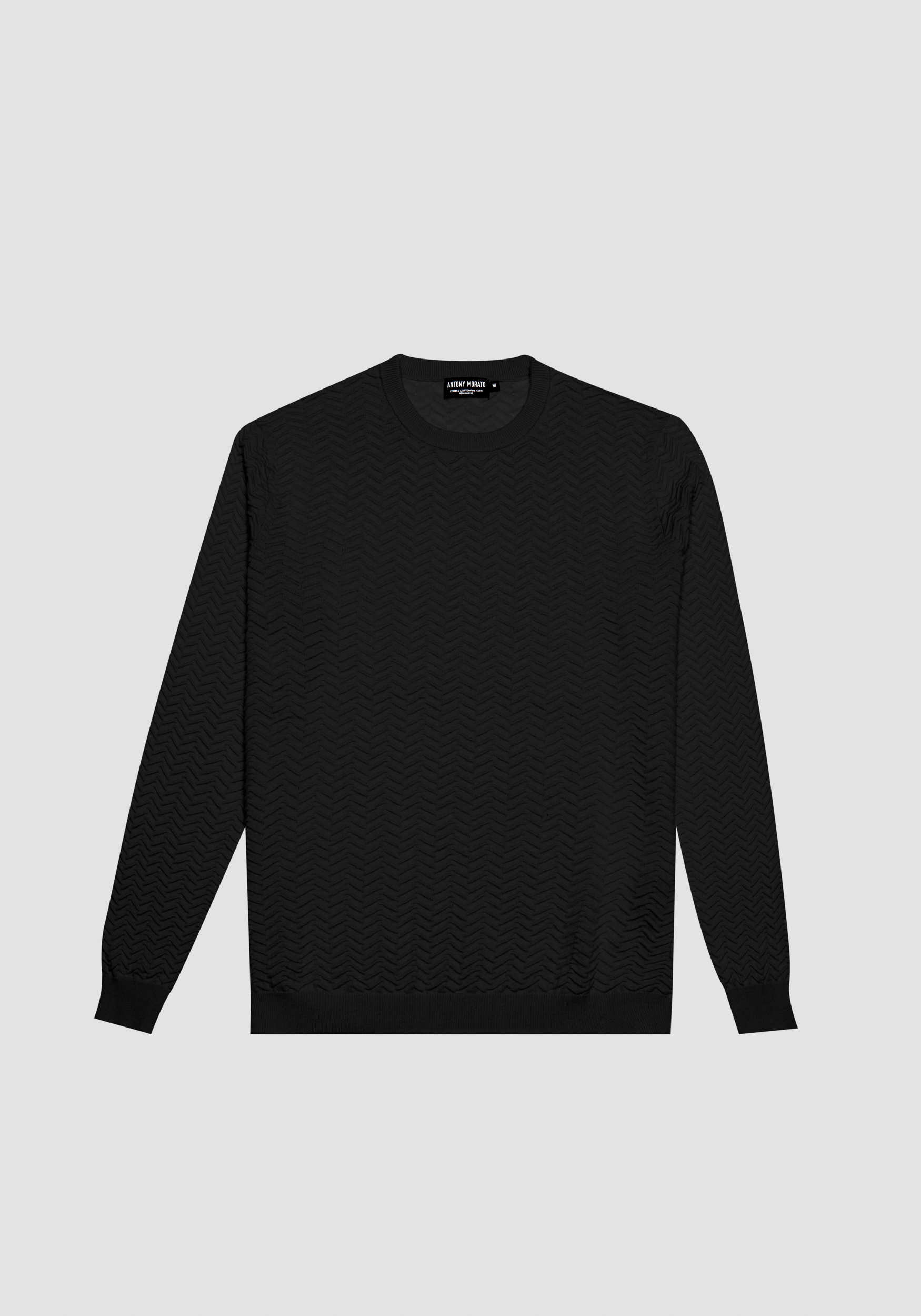 BAUMWOLLJERSEY IN NORMALER PASSFORM MIT JACQUARDMUSTER | Antony Morato