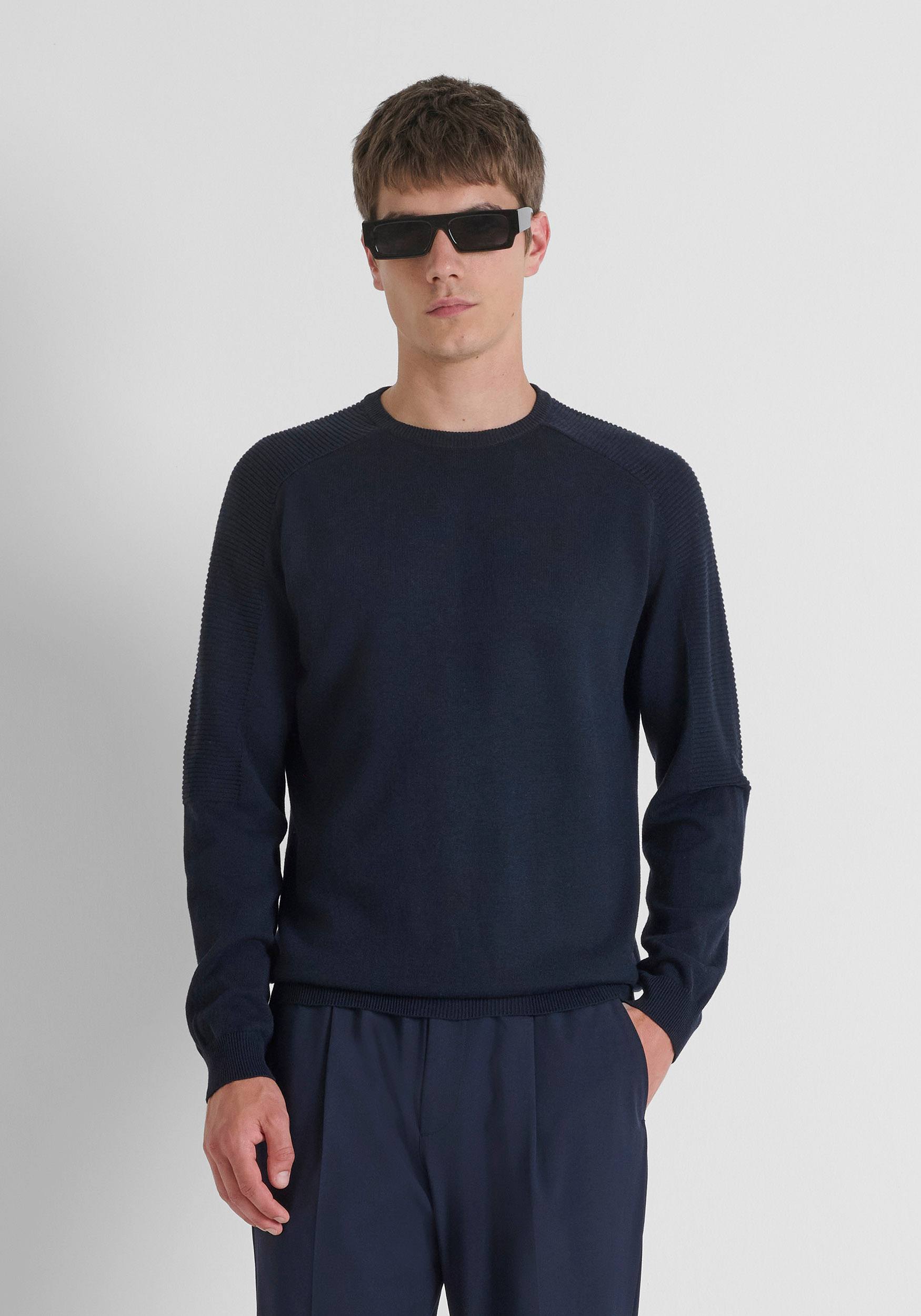 e.sen TONY summer wool Black SIZE 2 イー REGULAR FIT SWEATER IN MERINO WOOL BLEND | Antony Morato