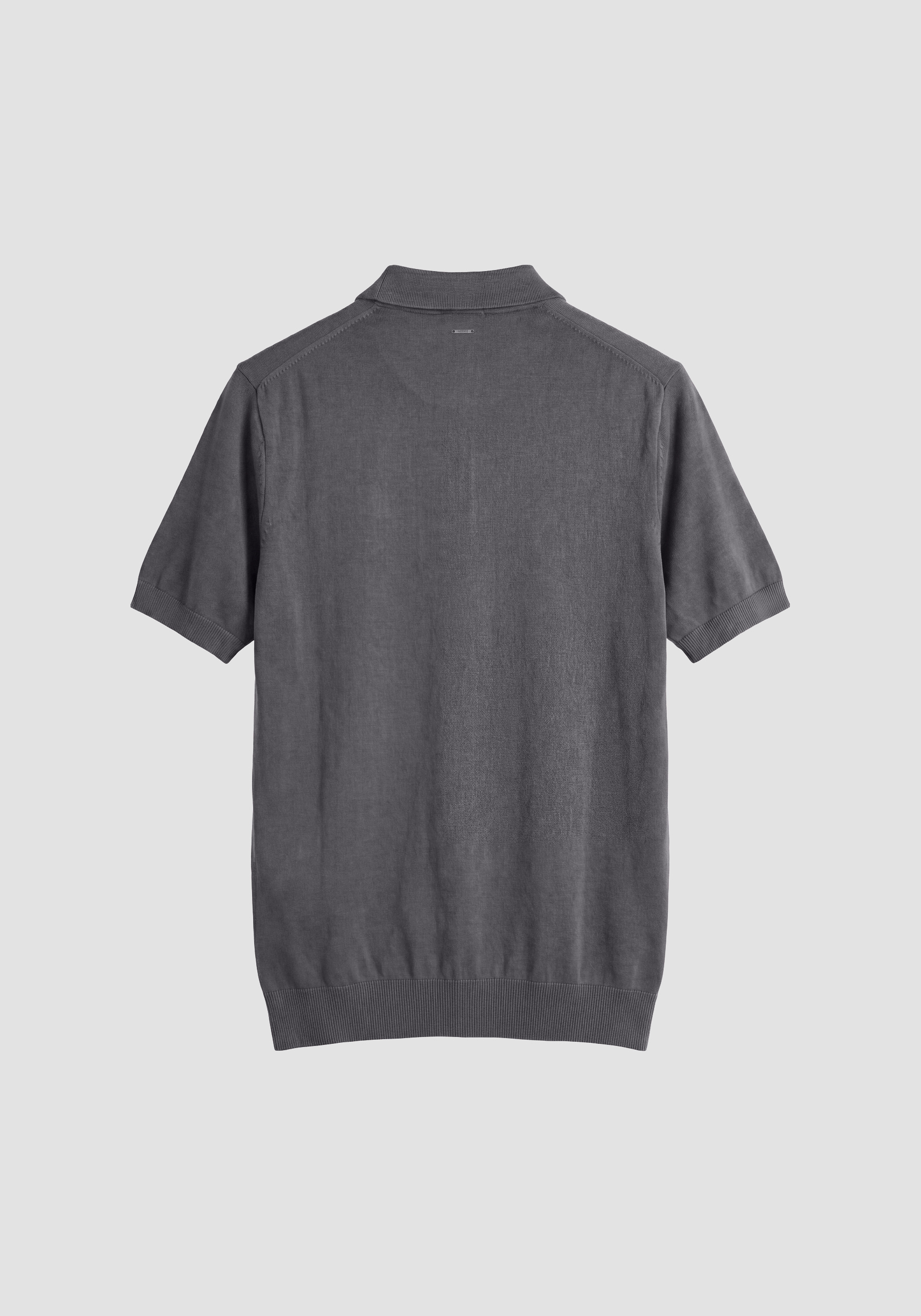 Grey slim-fit zip knit polo in super-soft viscose | Antony Morato