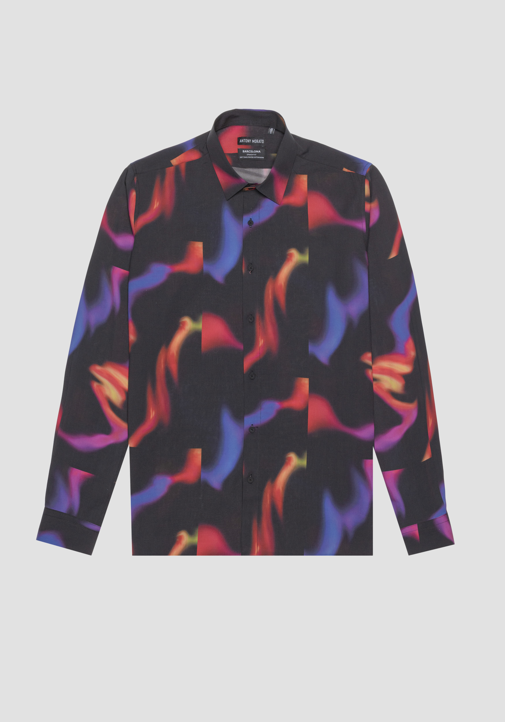 HEMD STRAIGHT FIT BARCELONA AUS WEICHEM BAUMWOLL MISCHGEWEBE MIT BUNTEM MUSTER