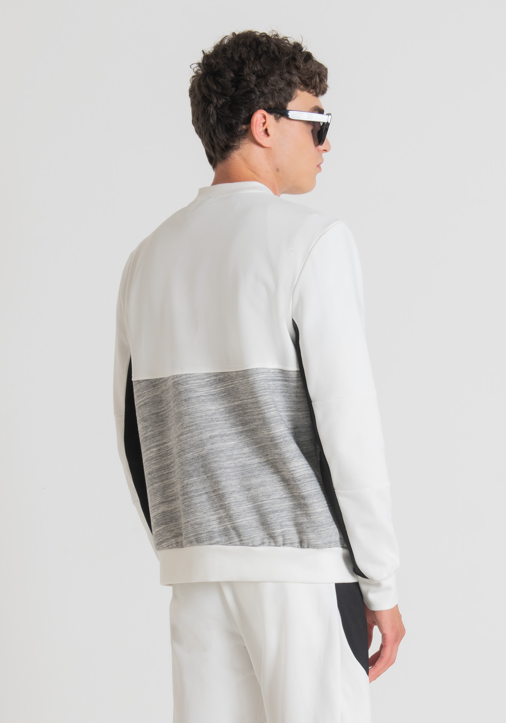 REGULAR FIT SWEATSHIRT IN COTTON BLEND WITH RUBBERISED LOGO PRINT