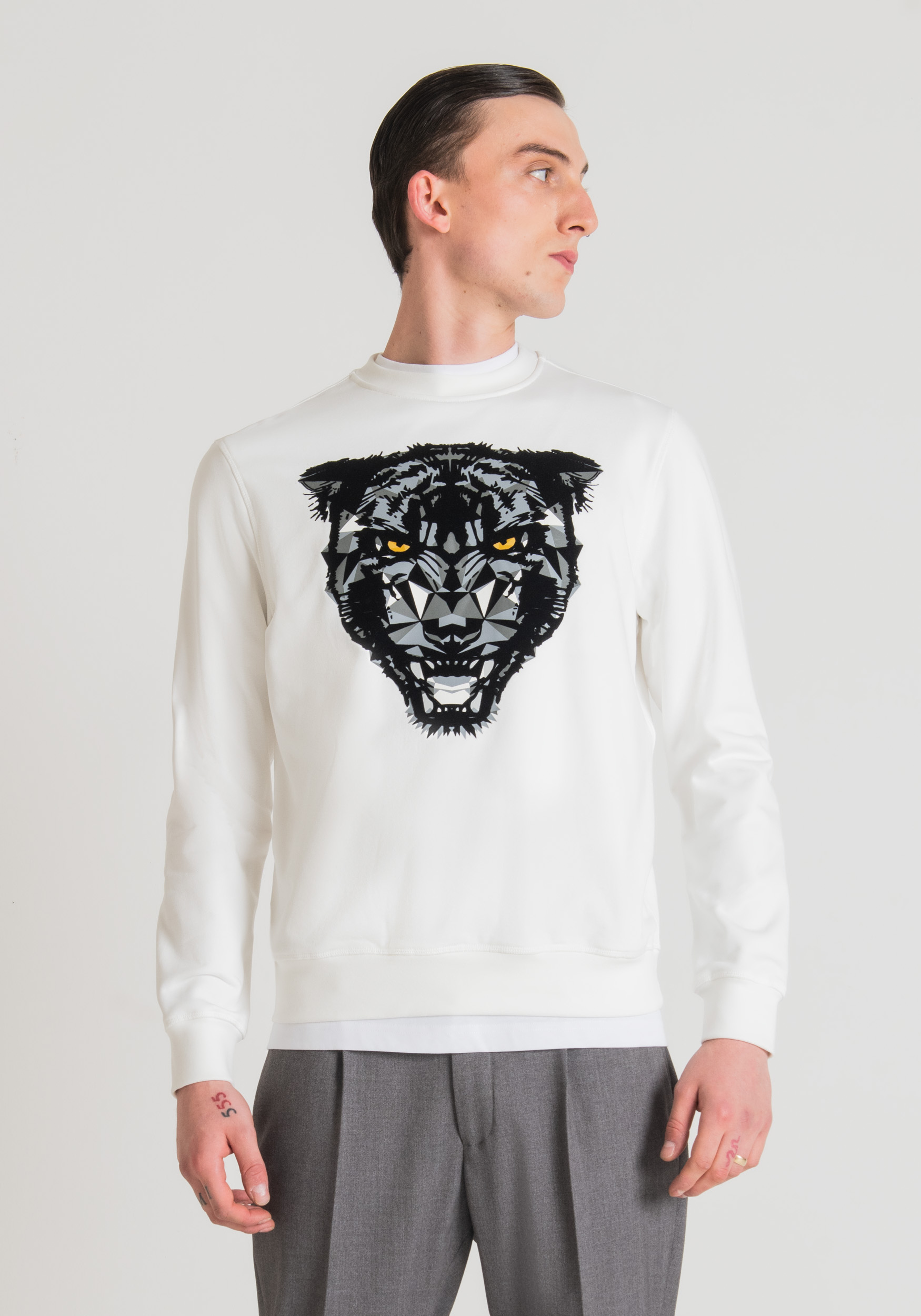 REGULAR FIT SWEATSHIRT IN | PRINT WITH FABRIC Morato Antony COTTON BLEND PANTHER
