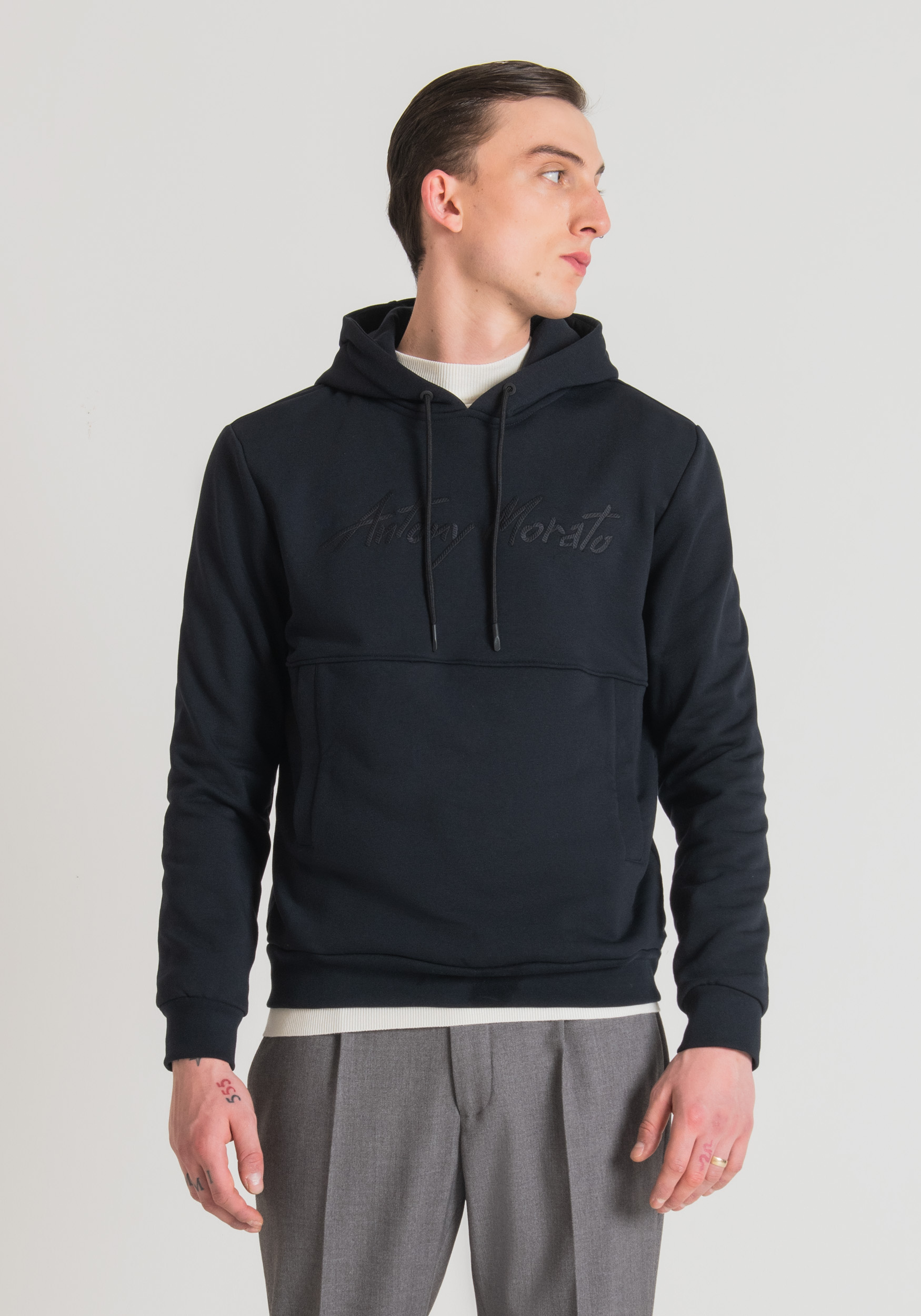 REGULAR SWEATSHIRT IN COTTON BLEND FABRIC WITH EMBROIDERED LOGO ...