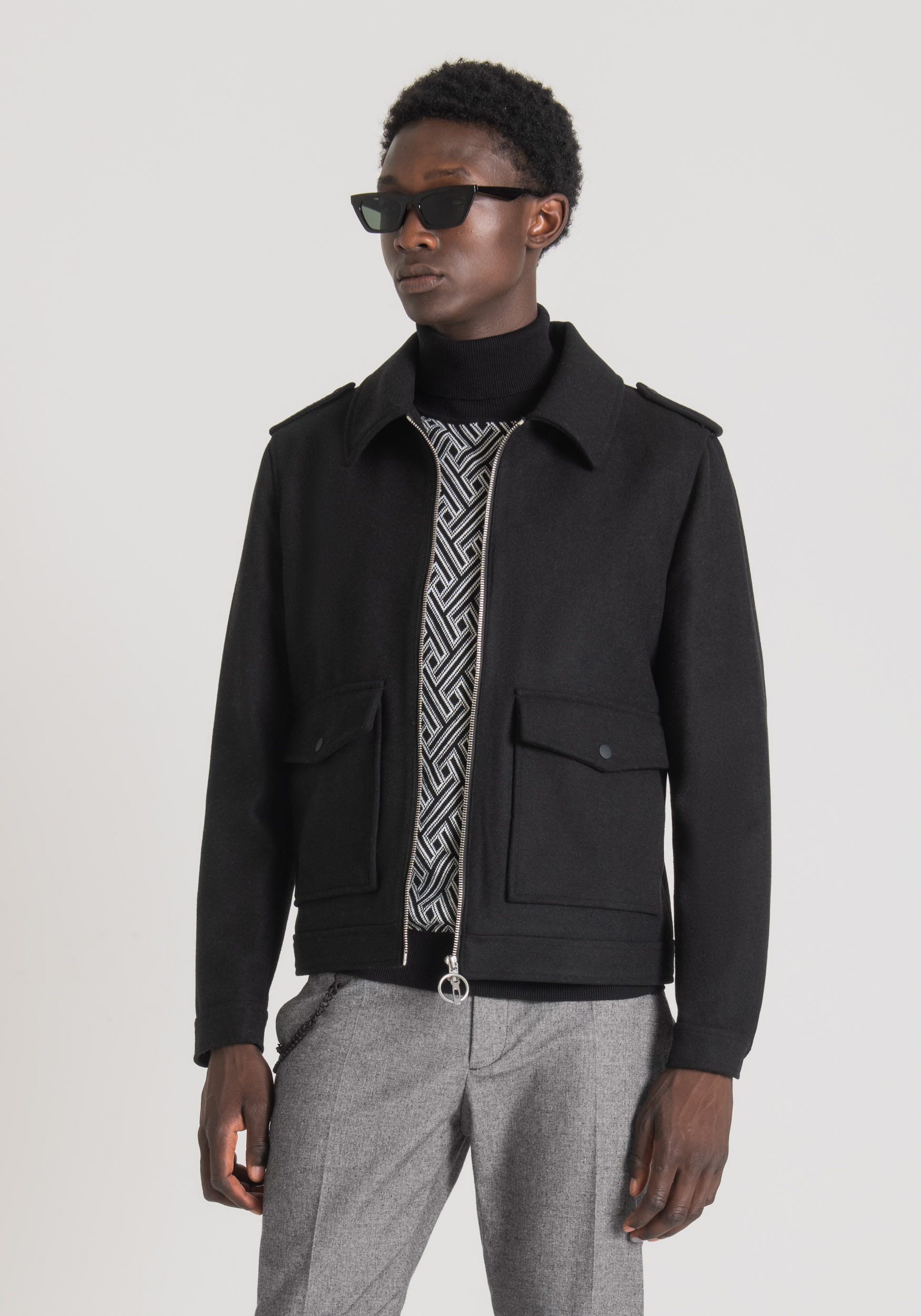 GIUBBOTTO REGULAR FIT IN MISTO LANA E CACHEMIRE CON COLLETTO CAMICIA Antony Morato